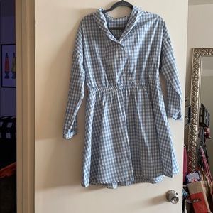 Blue and white checkered plus size dress